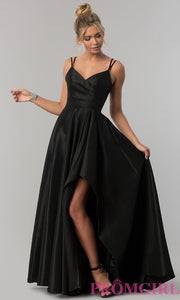 Long Alyce High-Low Taffeta Prom Dress with Slit