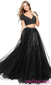 Short-Sleeve Sherri Hill Two-Piece Prom Dress