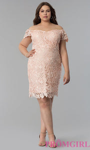 Short Lace Plus-Size Off-Shoulder Party Dress