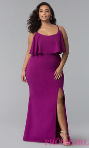 Long Plus-Size Wedding Guest Dress with Flounce