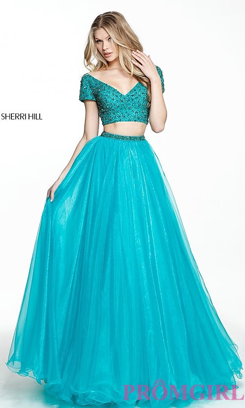 Short-Sleeve Sherri Hill Two-Piece Prom Dress