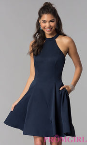 High-Neck Short Homecoming Dress by Dave and Johnny