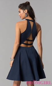 High-Neck Short Homecoming Dress by Dave and Johnny