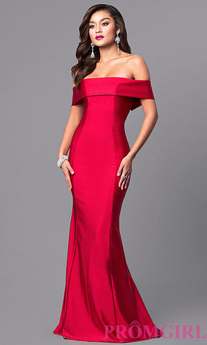 Long Off-the-Shoulder Atria Prom Dress with Train