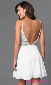 Short Illusion Jeweled-Bodice Homecoming Dress